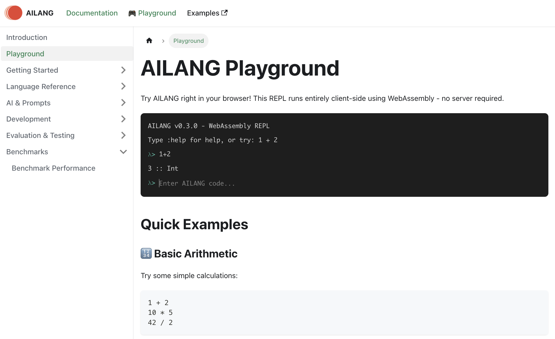 AILANG Interactive Playground