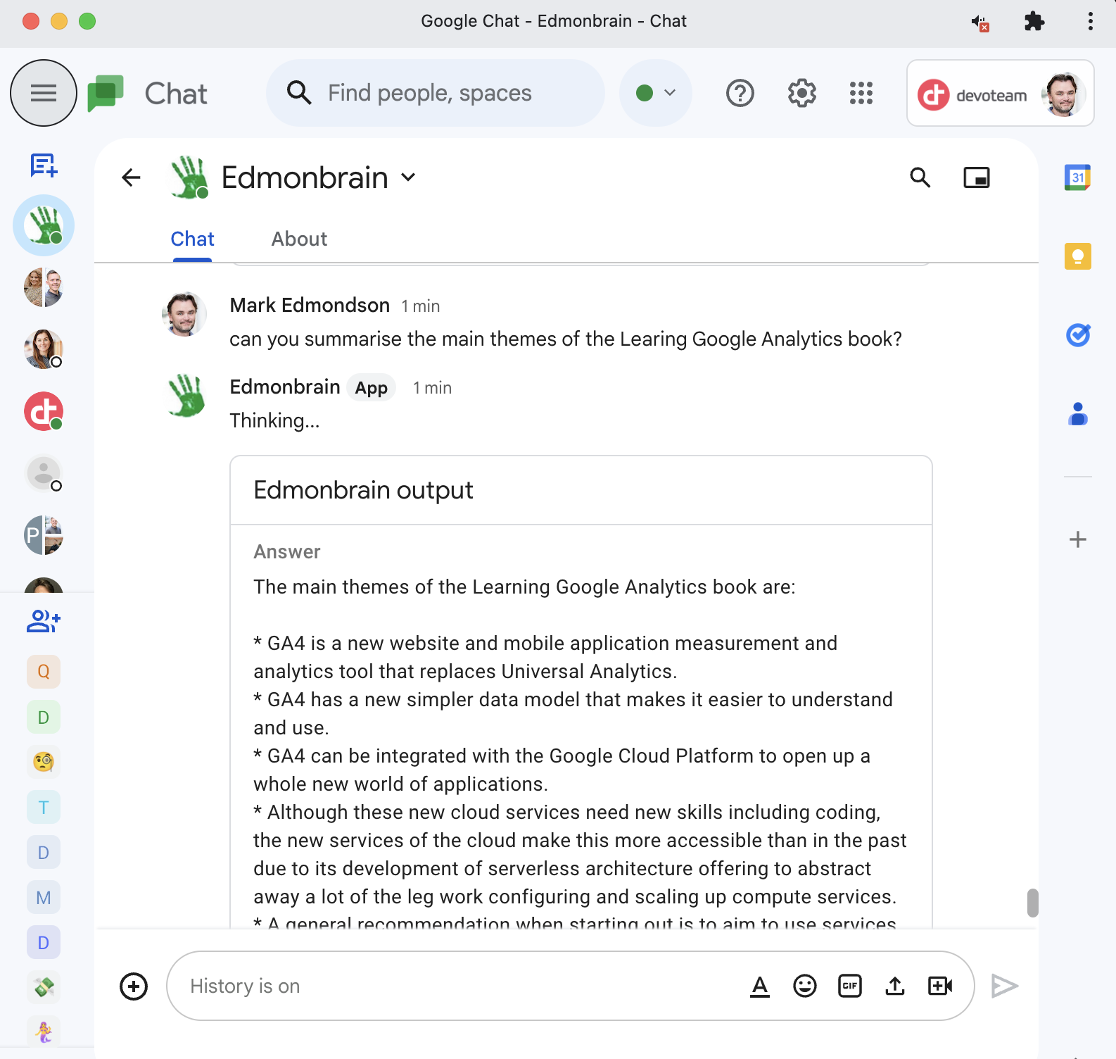 Edmonbrain answering questions about Mark's GA4 book