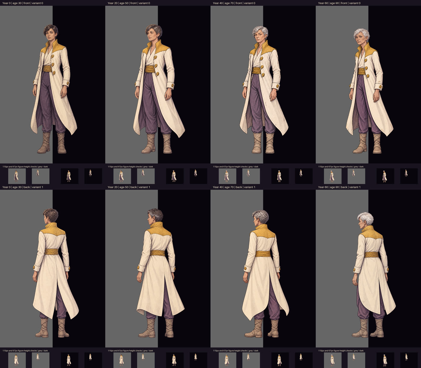 The Longline Navigator at 30, 50, 70 and 90, front and back (game PR #98).